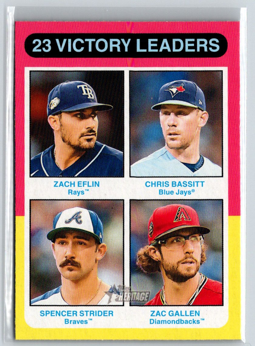 2024 Topps Heritage #310 23 Win Leaders Eflin Bassitt Spencer Strider Gallen J46