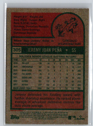 2024 Topps Heritage #305 Jeremy Peña J46