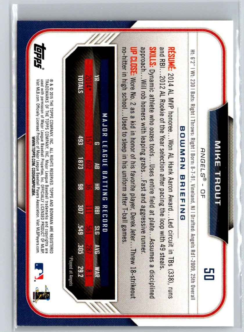 2015 Bowman #50 Mike Trout J46