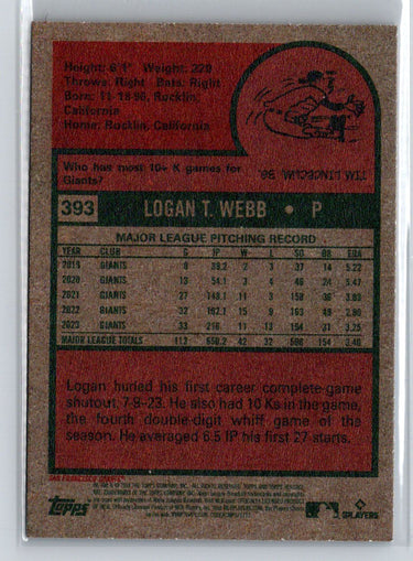2024 Topps Heritage #393 Logan Webb J48