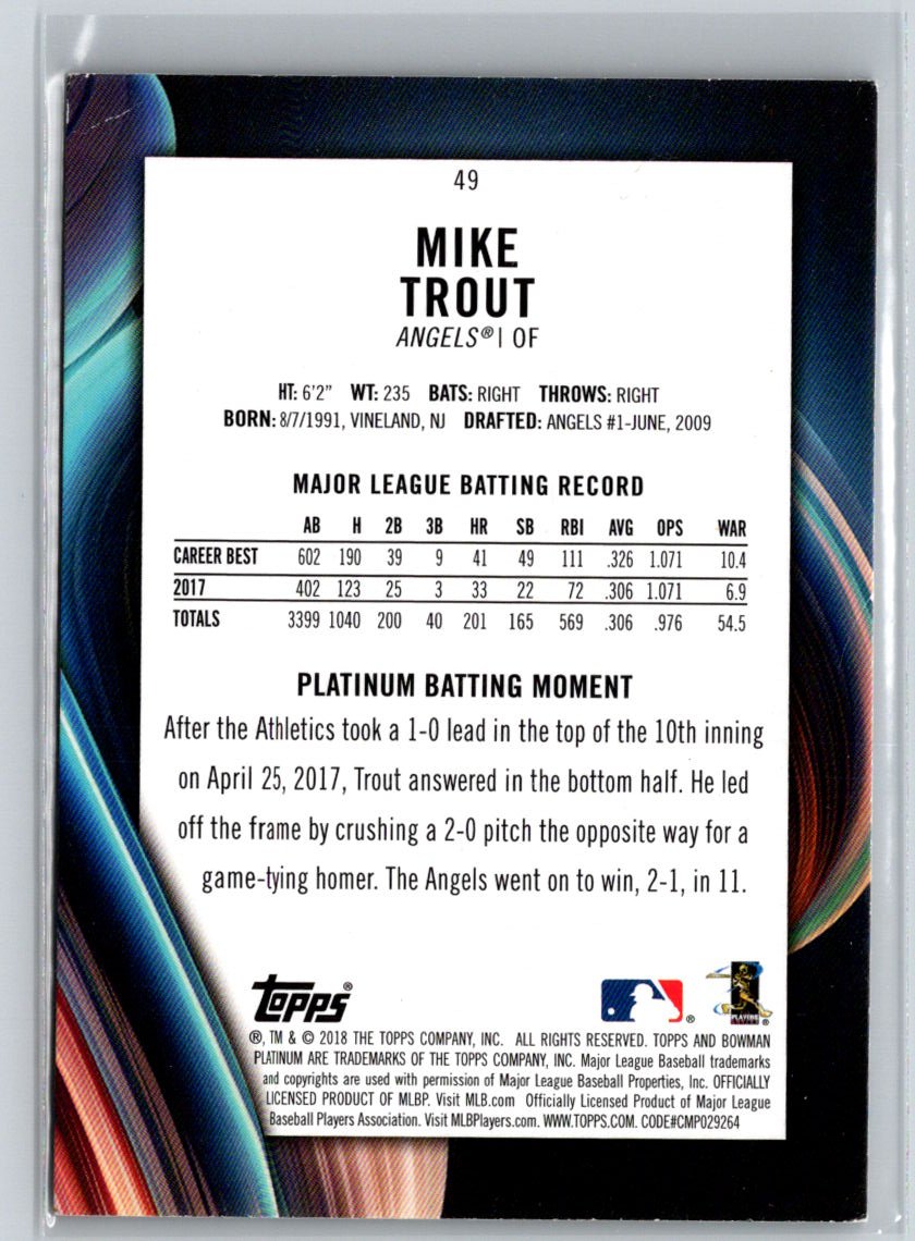 2018 Bowman Platinum #49 Mike Trout J48