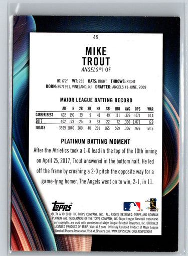 2018 Bowman Platinum #49 Mike Trout J48