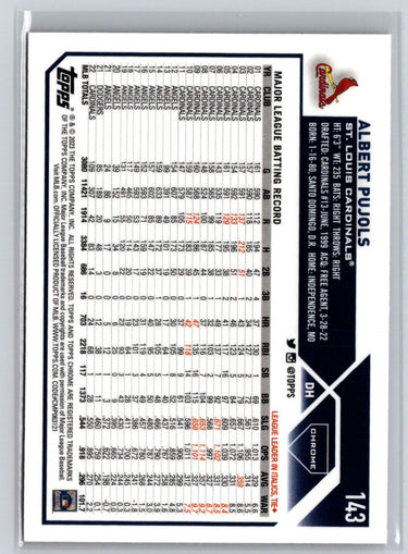 2023 Topps Chrome #143 Albert Pujols Pink Refractors J49