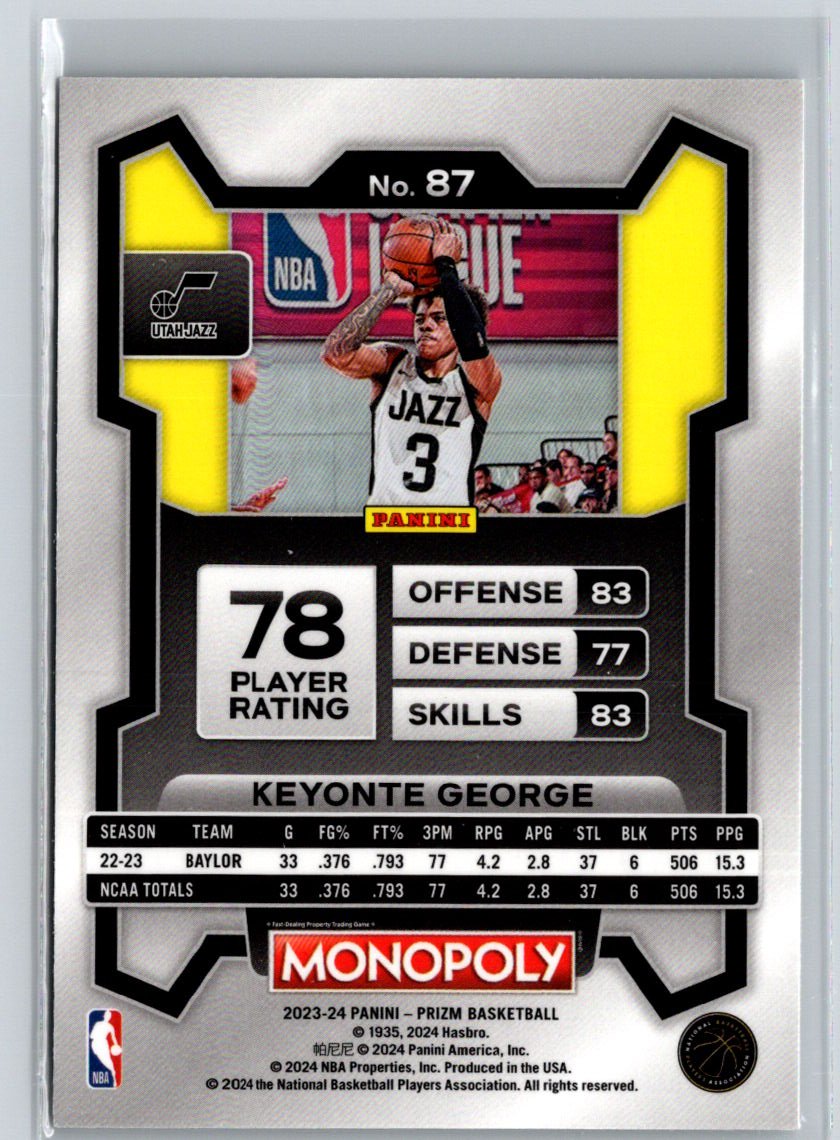 2023-24 Panini Prizm Monopoly #87 Keyonte George J49
