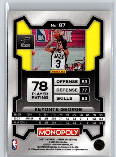 2023-24 Panini Prizm Monopoly #87 Keyonte George J49