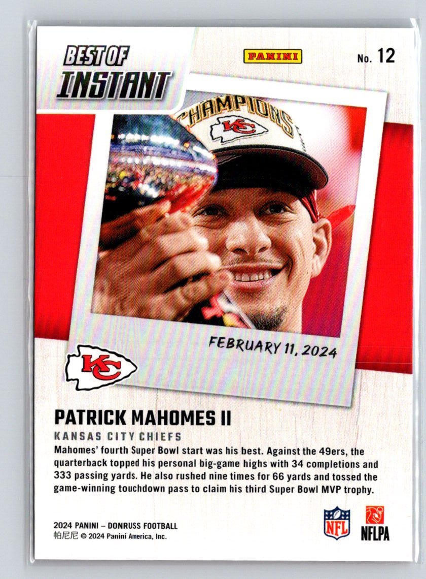 2024 Donruss #12 Patrick Mahomes II Best of Panini Instant J49