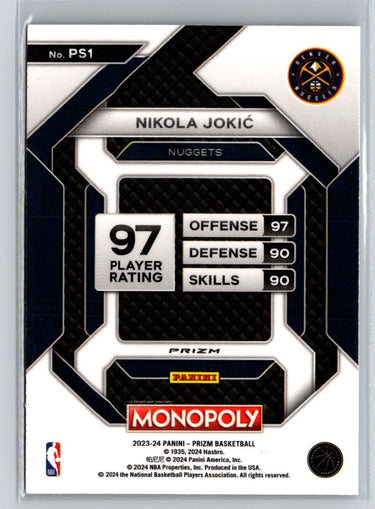 2023-24 Panini Prizm Monopoly #PS1 Nikola Jokic All-Star Purple J50