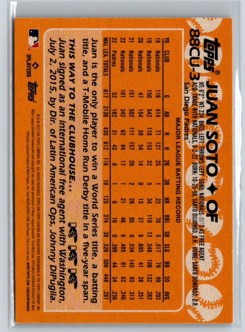 2023 Topps Chrome Update #88CU-3 Juan Soto 1988 Refractor 35th Anniversary J50