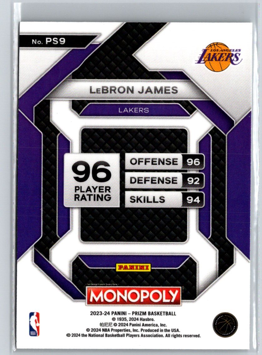 2023-24 Panini Prizm Monopoly #PS9 LeBron James All-Star J50