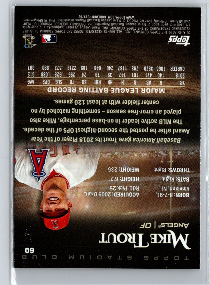2019 Stadium Club #60 Mike Trout J50