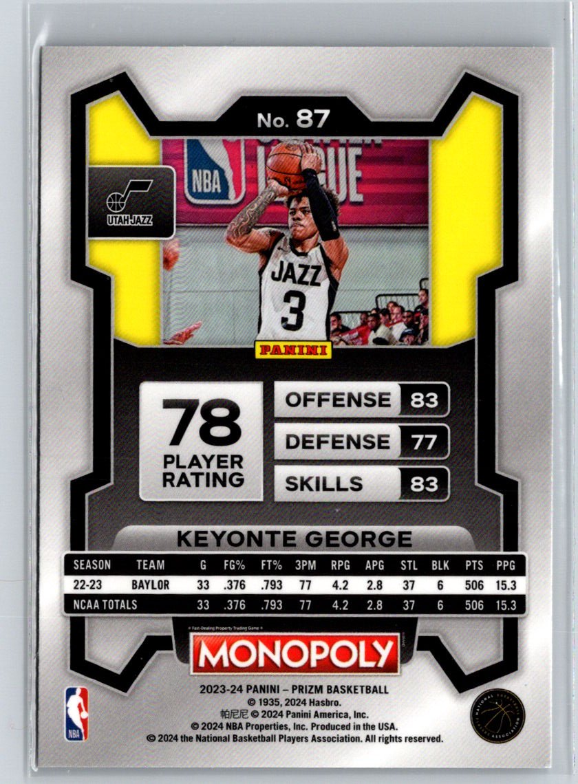 2023-24 Panini Prizm Monopoly #87 Keyonte George J51