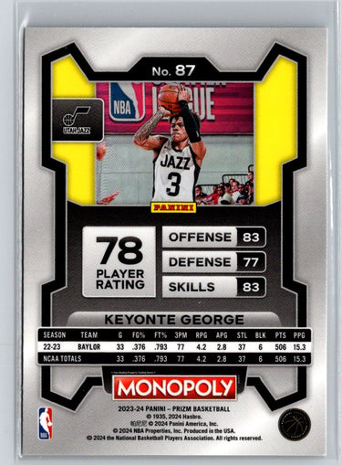 2023-24 Panini Prizm Monopoly #87 Keyonte George J51