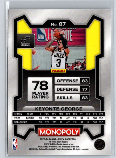 2023-24 Panini Prizm Monopoly #87 Keyonte George J51