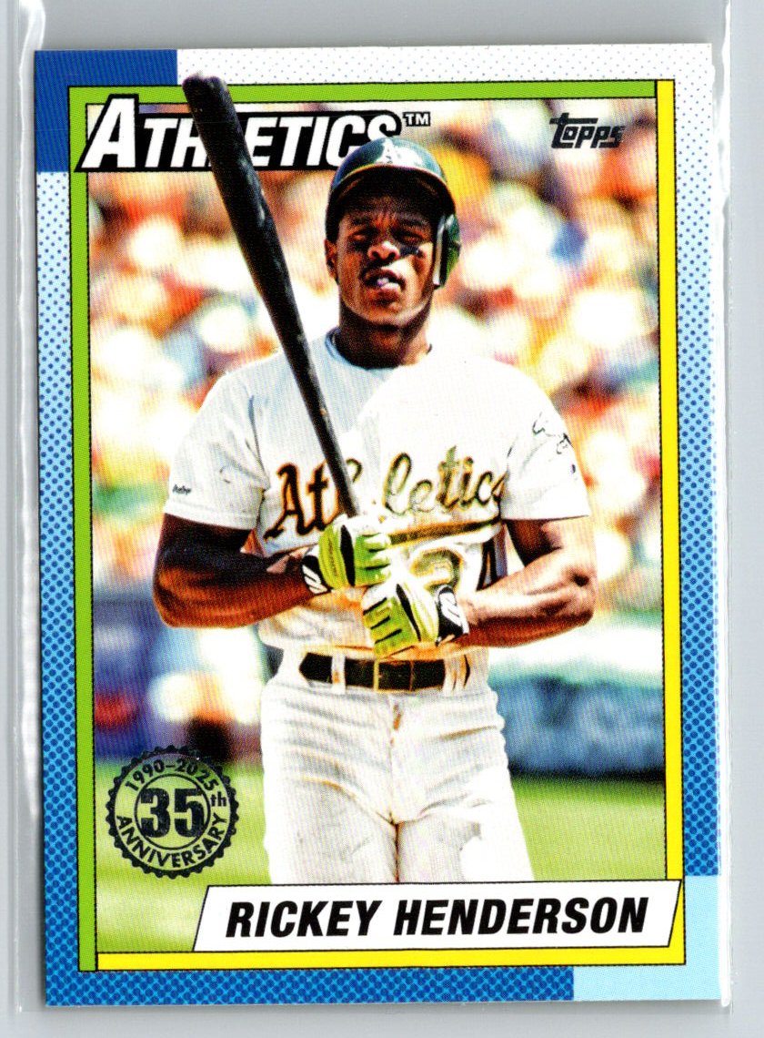 2025 Topps #T90-46 Rickey Henderson 1990 Topps Baseball 35th Anniversary J52