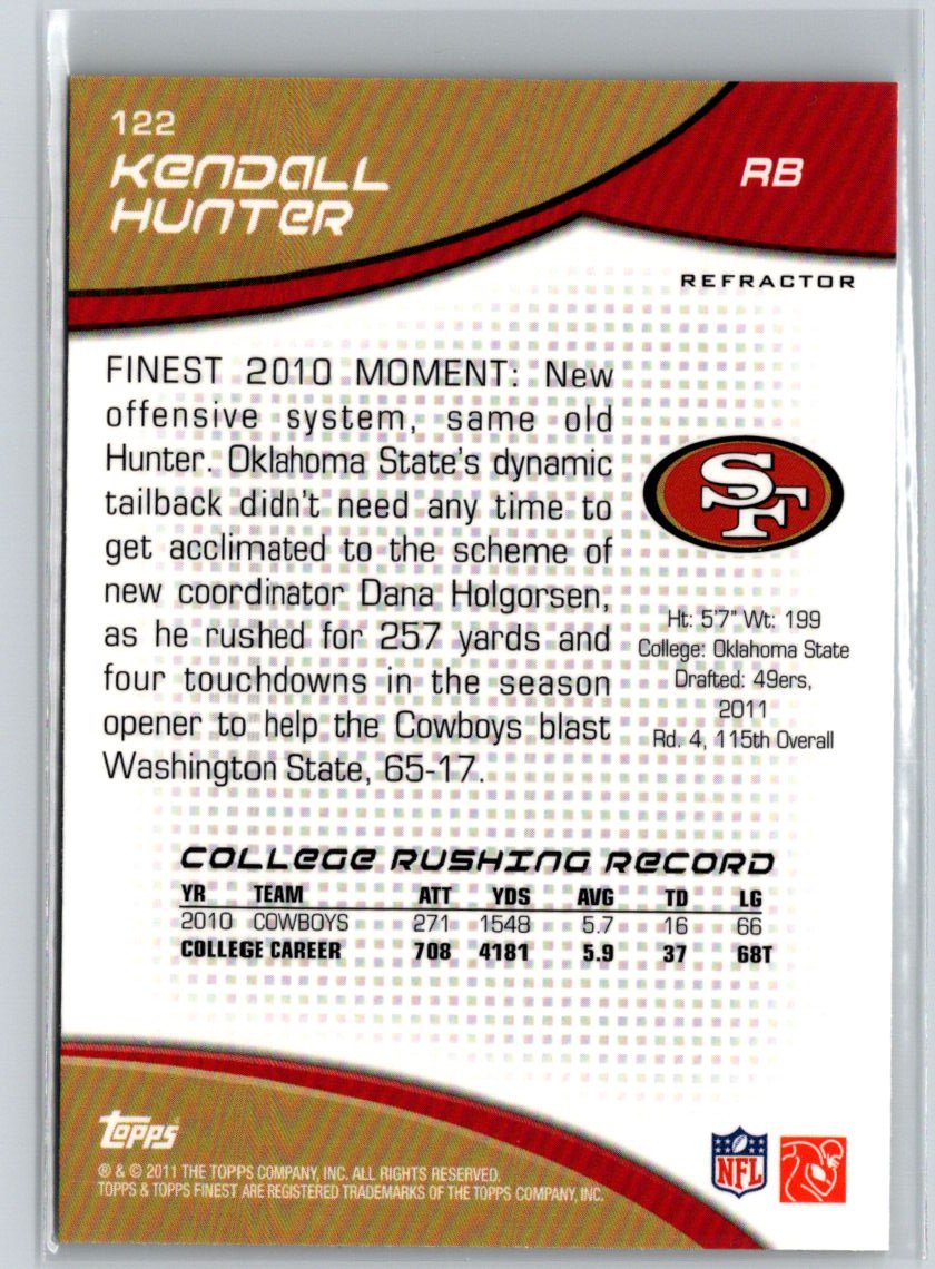 2011 Finest #122 Kendall Hunter Xfractors #/399 J53