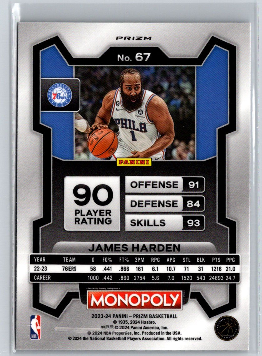2023-24 Panini Prizm Monopoly #67 James Harden Purple J53
