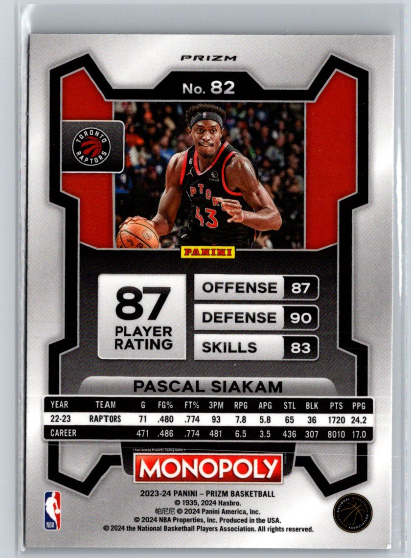 2023-24 Panini Prizm Monopoly #82 Pascal Siakam Purple J53