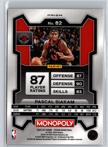 2023-24 Panini Prizm Monopoly #82 Pascal Siakam Purple J53
