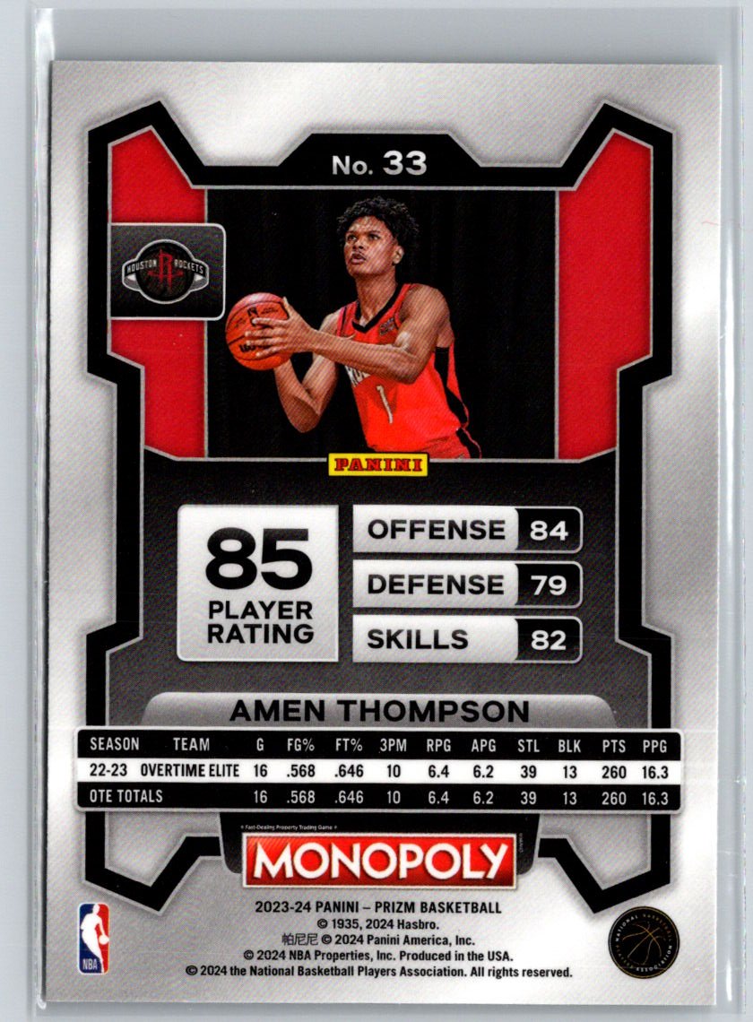 2023-24 Panini Prizm Monopoly #33 Amen Thompson J53