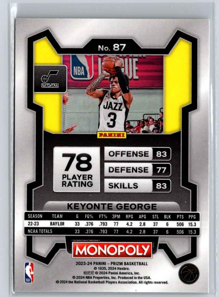 2023-24 Panini Prizm Monopoly #87 Keyonte George J53
