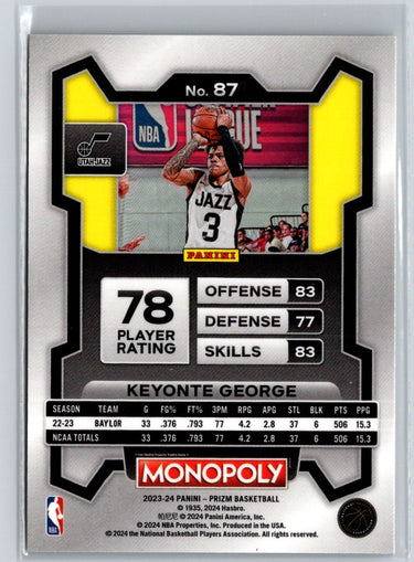 2023-24 Panini Prizm Monopoly #87 Keyonte George J53