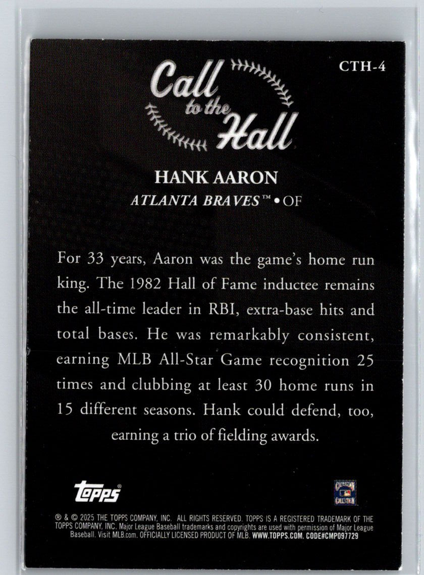 2025 Topps #CTH-4 Hank Aaron Call to the Hall J54