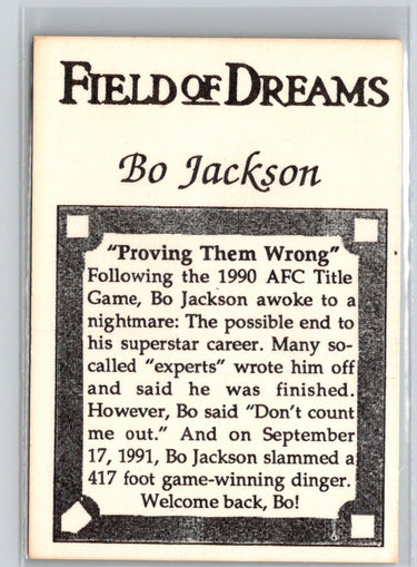 1991 Field of Dreams (unlicensed) #NNO Bo Jackson J54
