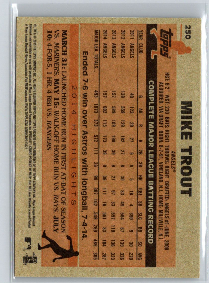 2015 Topps Archives #250 Mike Trout J55