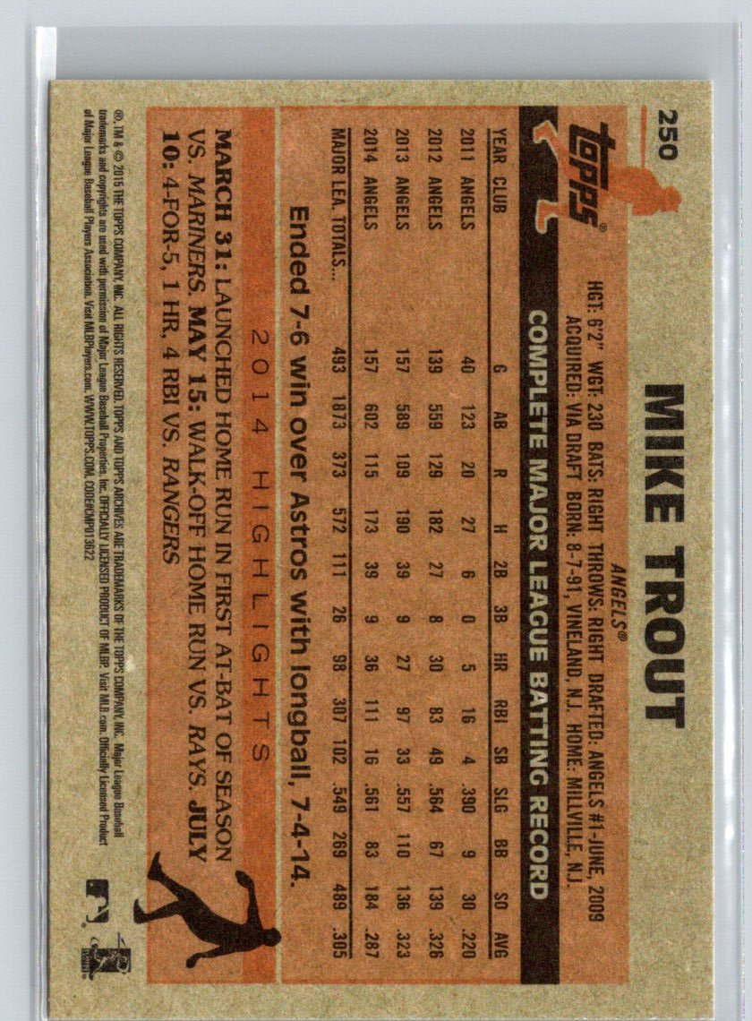 2015 Topps Archives #250 Mike Trout J56