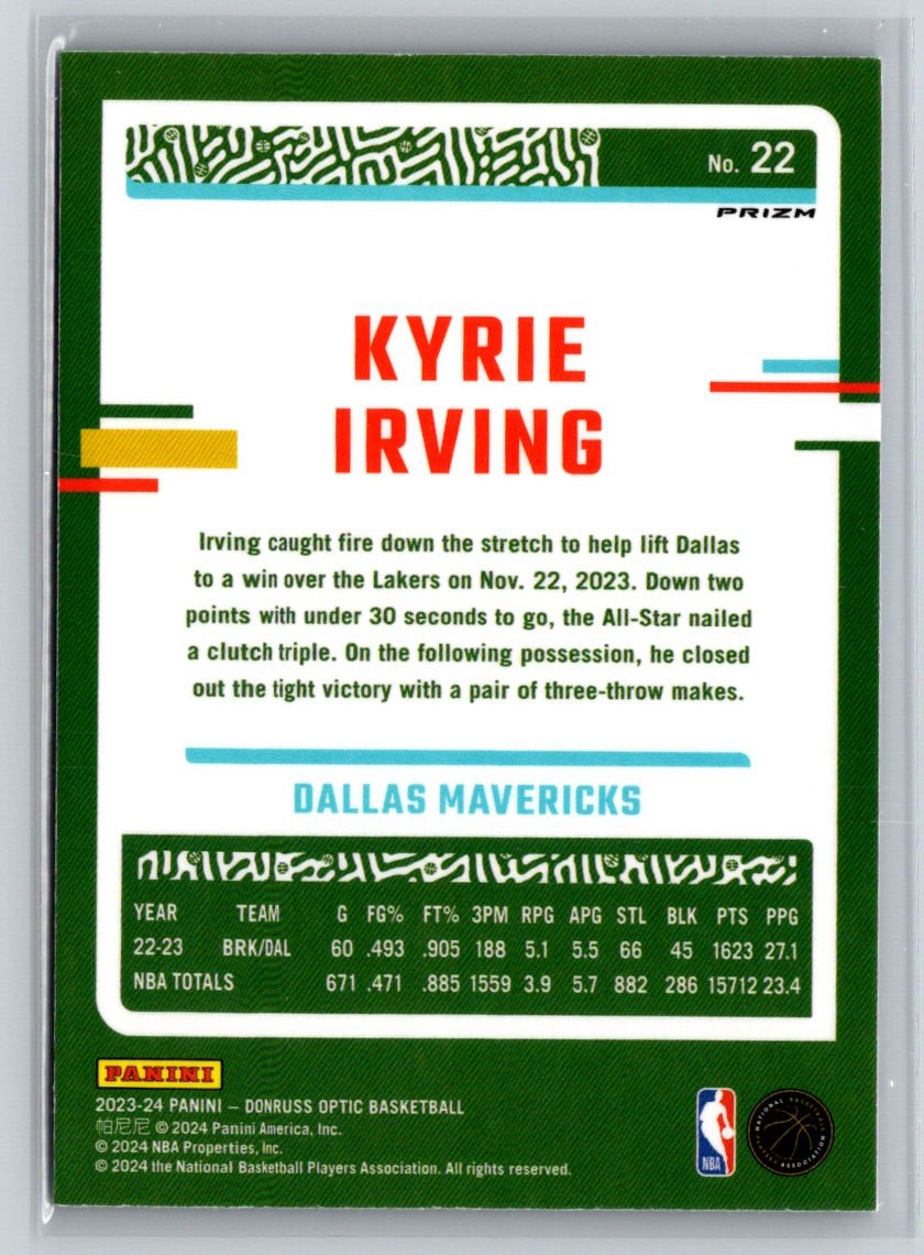 2023-24 Donruss Optic #22 Kyrie Irving Purple Shock J57