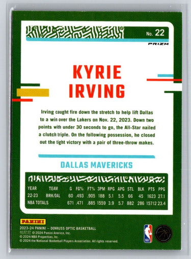 2023-24 Donruss Optic #22 Kyrie Irving Purple Shock J57