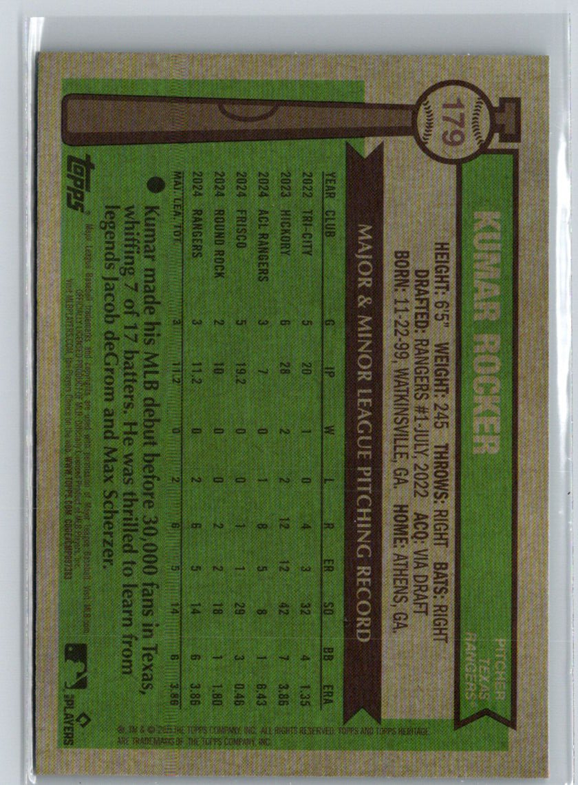 2025 Topps Heritage #179 Kumar Rocker Chrome Aqua Sparkle Refractor J57