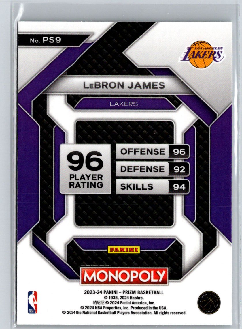 2023-24 Panini Prizm Monopoly #PS9 LeBron James All-Star J58