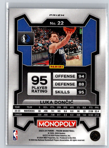 2023-24 Panini Prizm Monopoly #22 Luka Doncic Purple wave J59