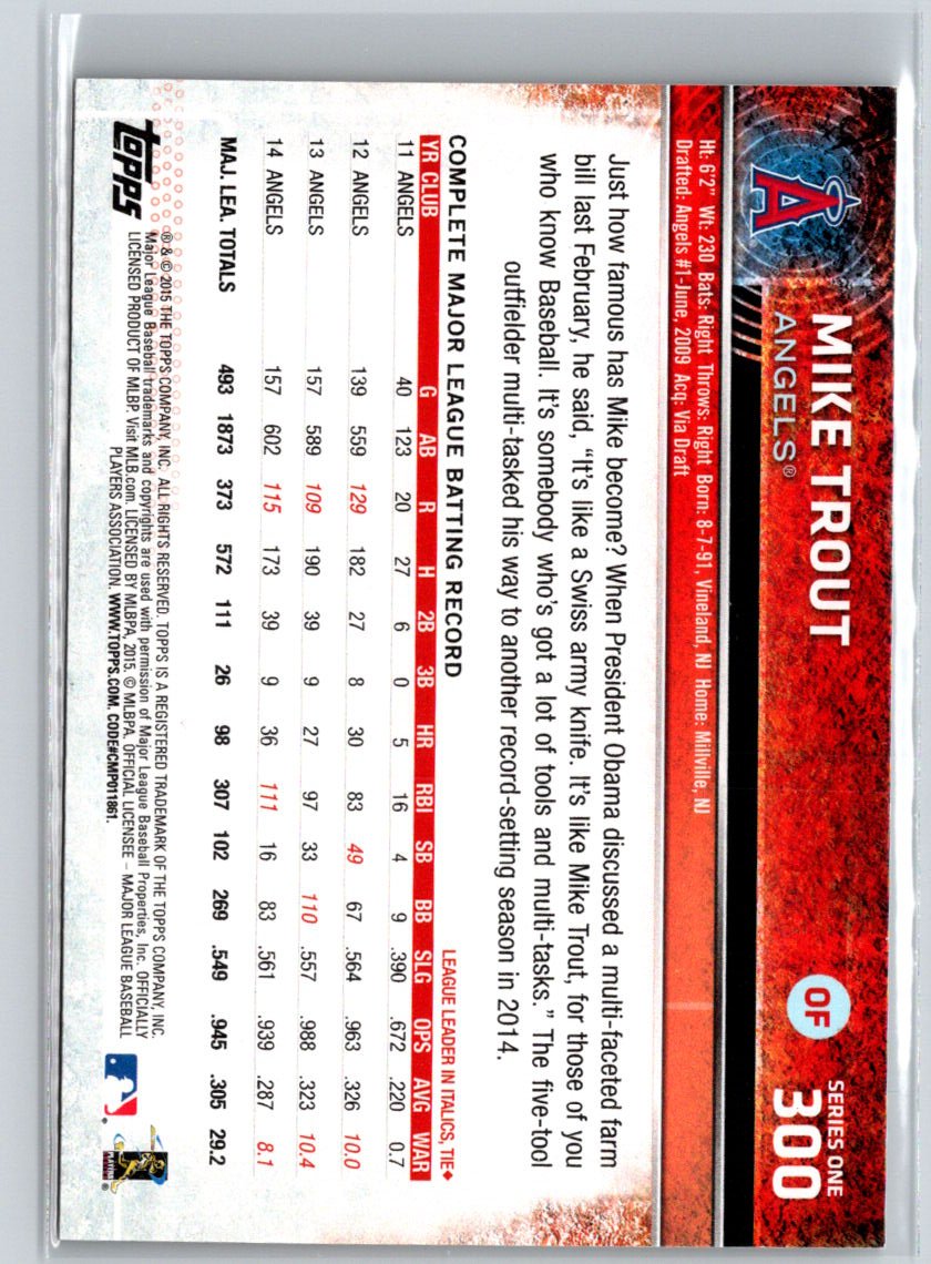 2015 Topps Opening Day #77 Mike Trout J59