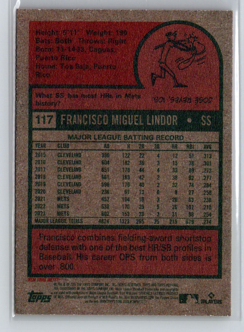 2024 Topps Heritage #117 Francisco Lindor J60
