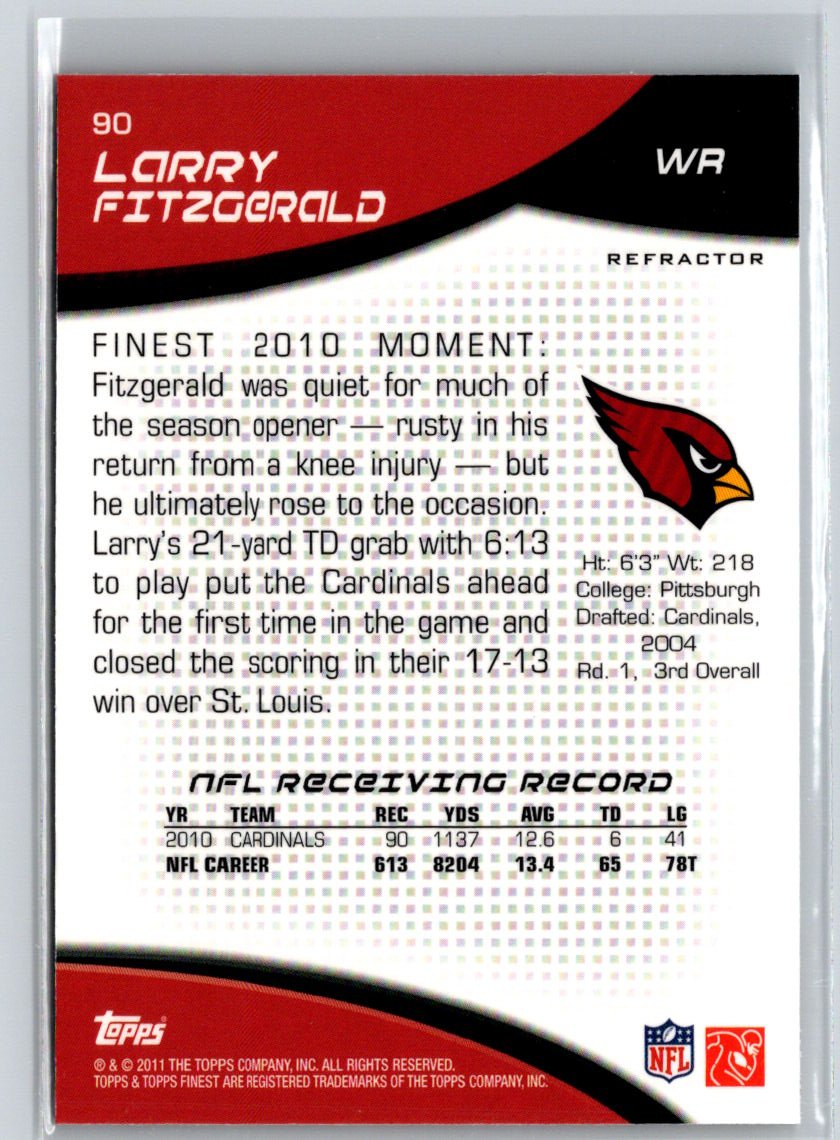 2010 Finest #90 Larry Fitzgerald Refractors J61