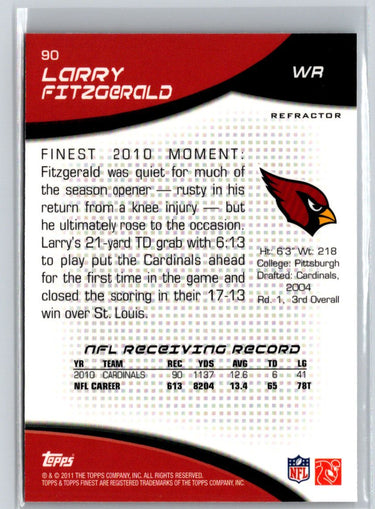 2010 Finest #90 Larry Fitzgerald Refractors J61