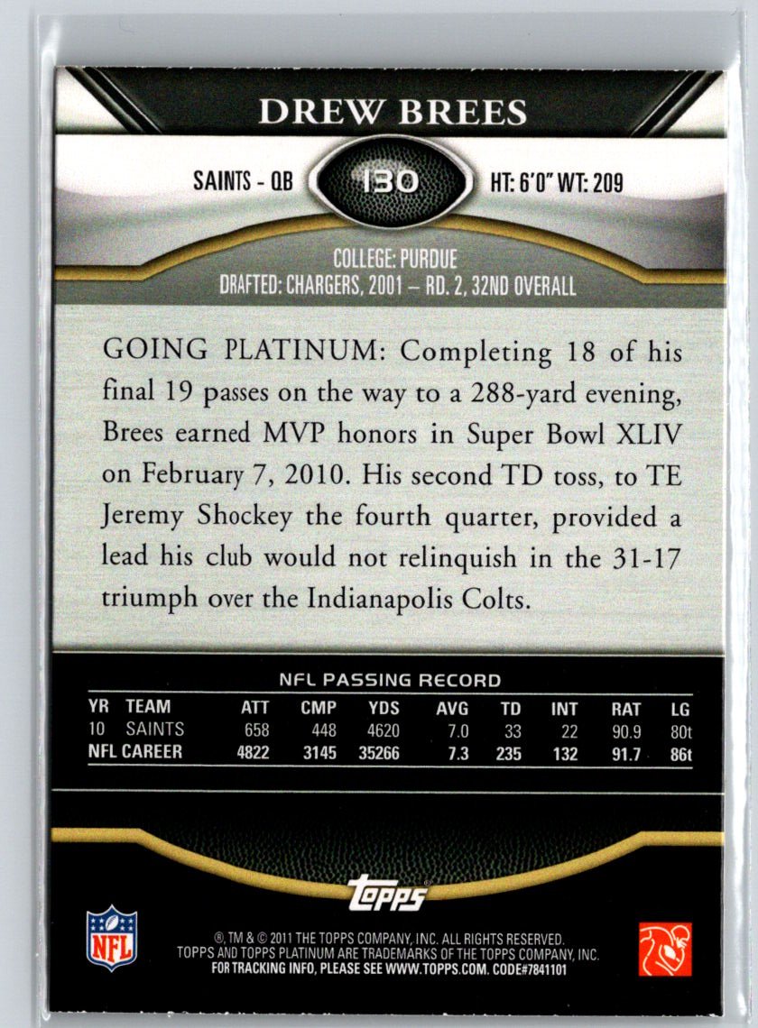 2011 Topps Platinum #130 Drew Brees J61