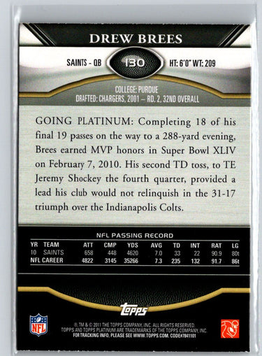 2011 Topps Platinum #130 Drew Brees J61