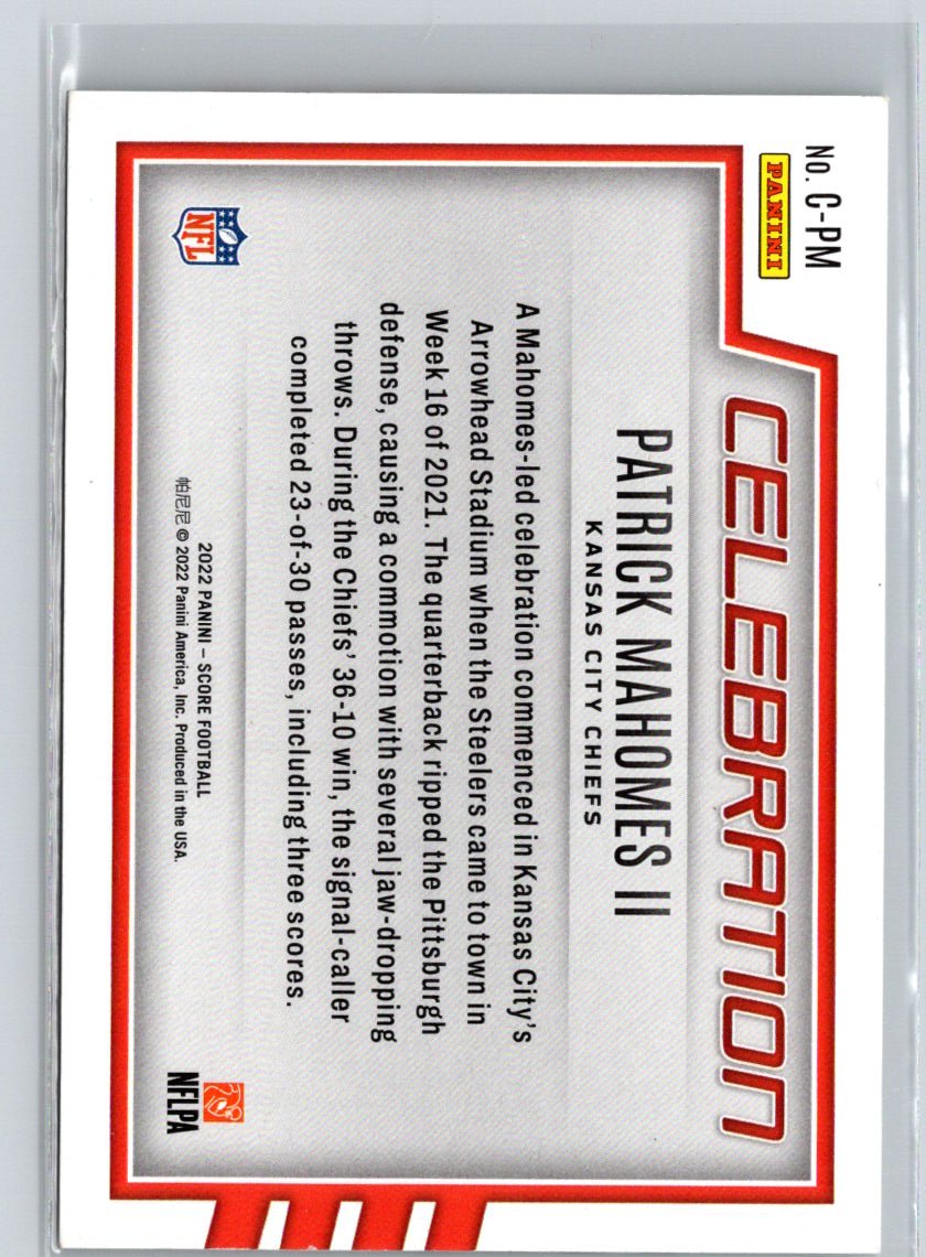 2022 Score #C-PM Patrick Mahomes II Celebration J61