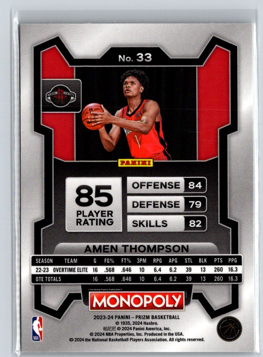 2023-24 Panini Prizm Monopoly #33 Amen Thompson J62