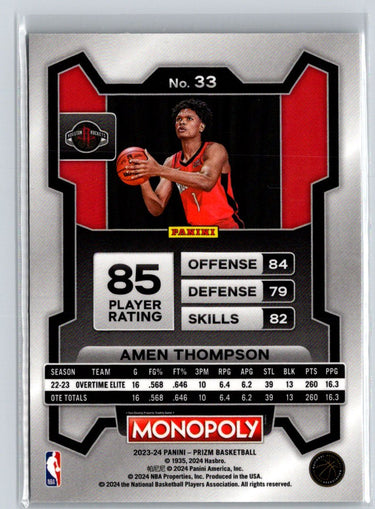 2023-24 Panini Prizm Monopoly #33 Amen Thompson J62