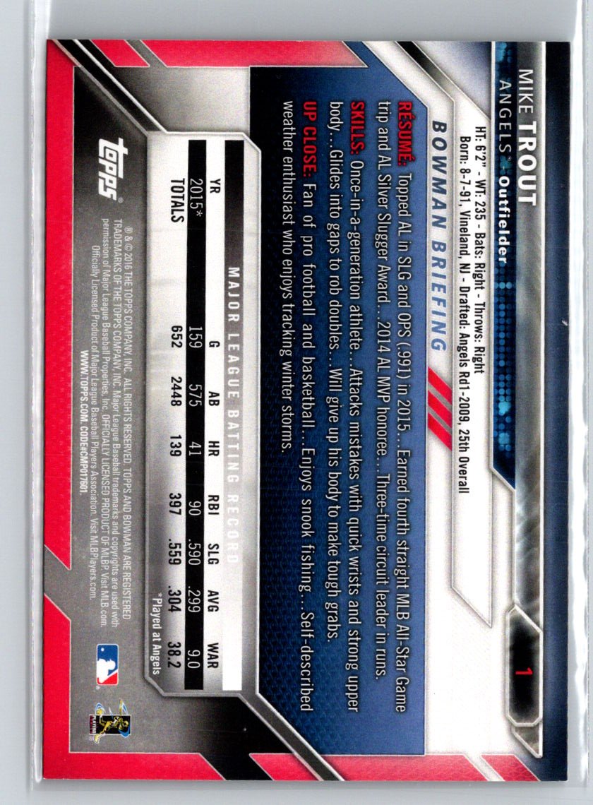 2016 Bowman #1 Mike Trout J63