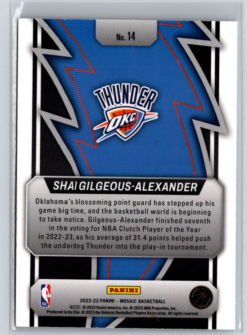 2022-23 Panini Mosaic #14 Shai Gilgeous-Alexander Thunder Road J64