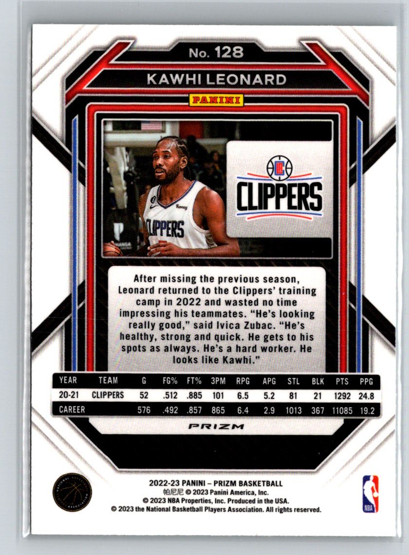 2022-23 Panini Prizm #128 Kawhi Leonard Prizms Green J65