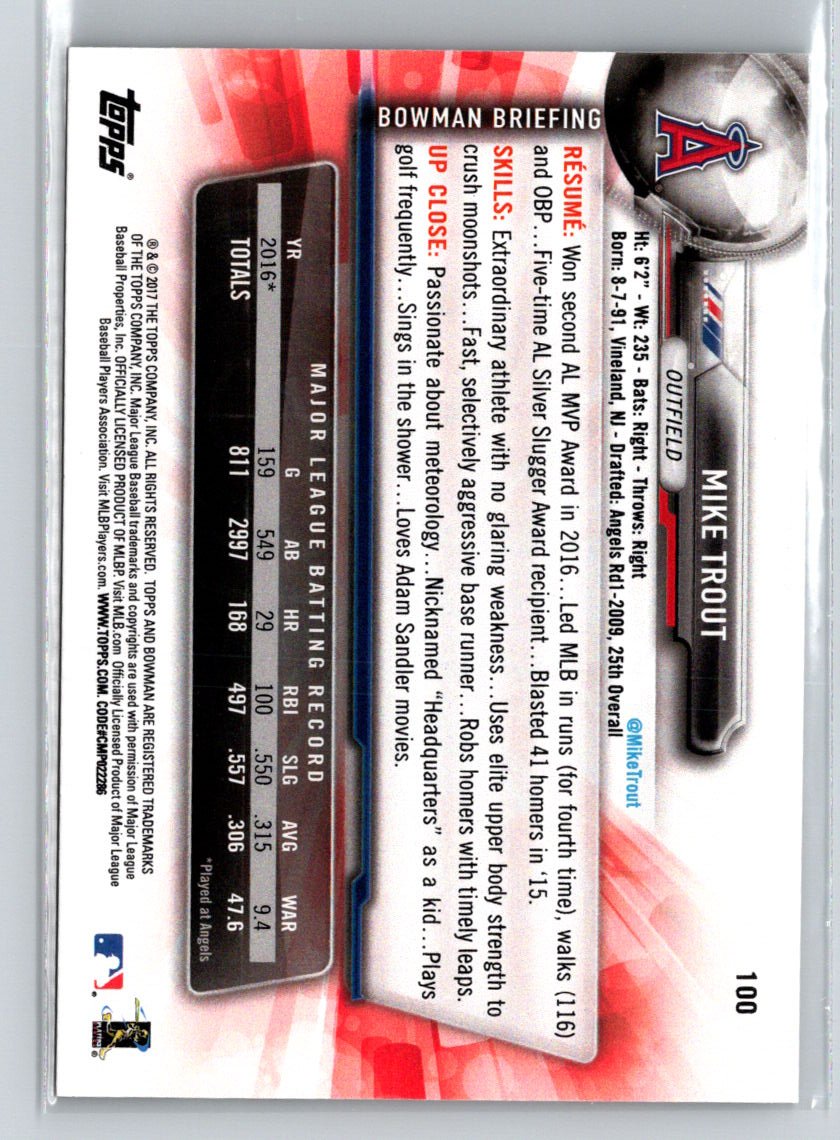 2017 Bowman #100 Mike Trout J65