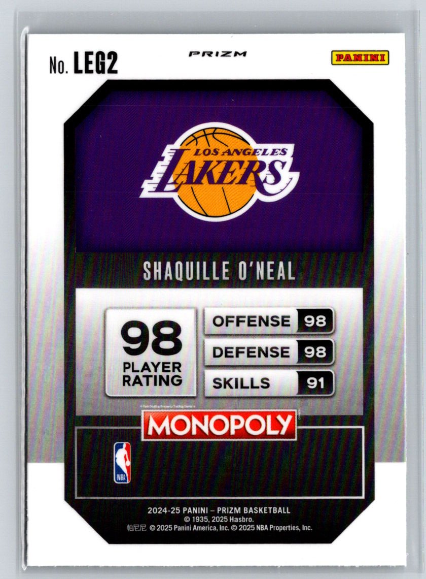 2024-25 Panini Prizm Monopoly #LEG2 Shaquille O'Neal Legends Ice Prizms J66