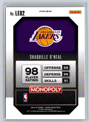 2024-25 Panini Prizm Monopoly #LEG2 Shaquille O'Neal Legends Ice Prizms J66