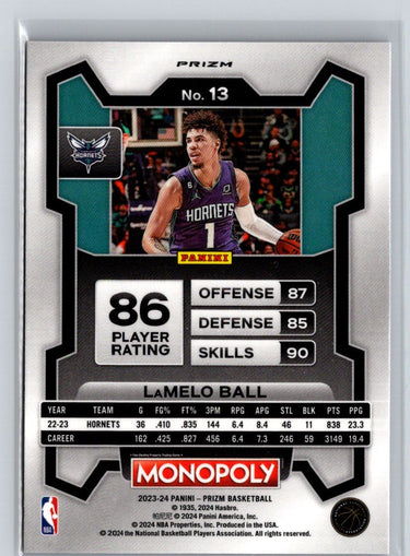 2023-24 Panini Prizm Monopoly #13 LaMelo Ball Purple J66